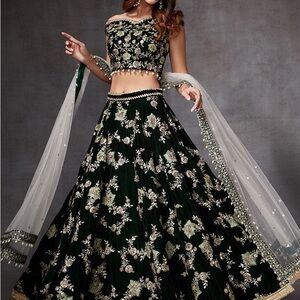 Elegant Black and Gold Embroidered Wedding Dress